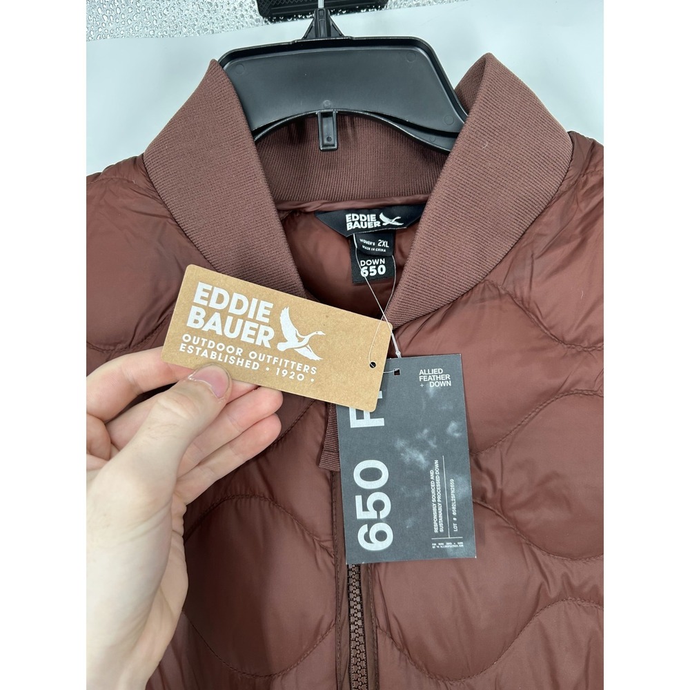 Eddie Bauer Shaw 650 Down Long Puffer Bomber Jacket Womens 2XL Full Zip Up Coat - Picture 4 of 9